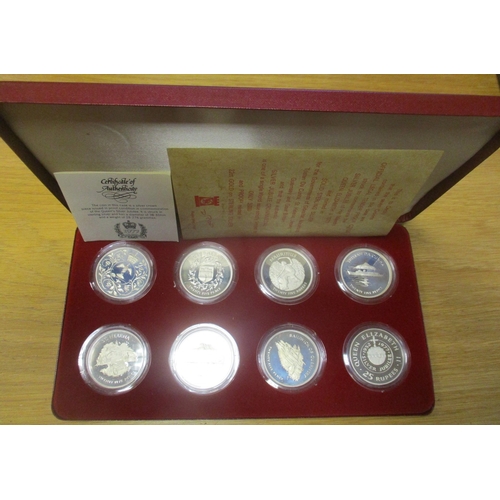 622 - 1977 Silver Jubilee proof cased set of 8 FDC, with certificate and box by Pobjoy Mint. (R)