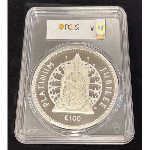 625 - Alderney. 2022 'Queen Elizabeth II Platinum Jubilee' silver kilo coin in PCGS PR70DCAM plastic gradi... 