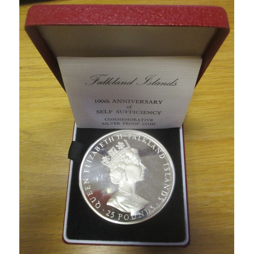 645 - Falkland Islands. 1985 100th Anniversary of Self Sufficiency boxed proof 5oz £25 FDC. (Y)