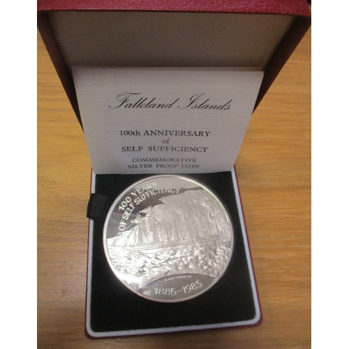 645 - Falkland Islands. 1985 100th Anniversary of Self Sufficiency boxed proof 5oz £25 FDC. (Y)