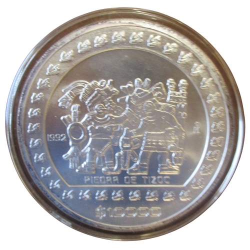 667 - Mexico. 1992 10,000 pesos silver encapsulated uncirculated. (Y)