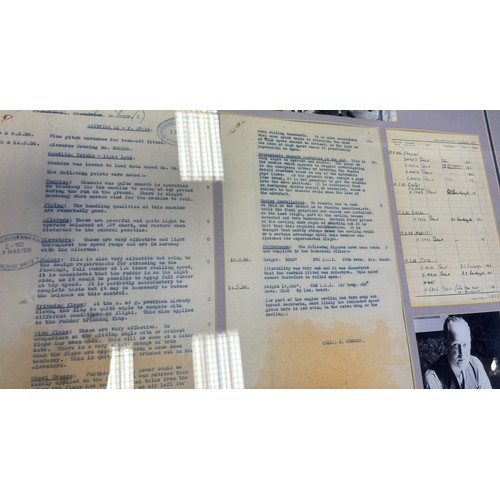 99 - 1936 framed documentation of the first tests of the Supermarine Spitfire with certificate of authent... 