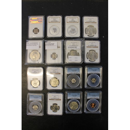 575 - World 19th century onwards collection in plastic holders with Portugal 1898 1,000r graded MS63, 1899... 