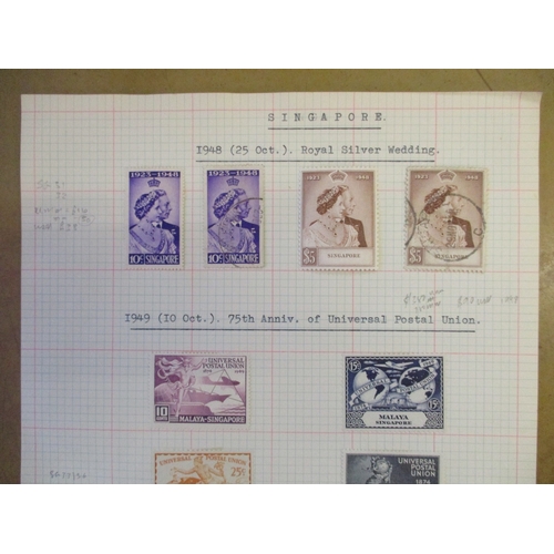 138 - Malaya and States. Misc seln on album leaves, incl Singapore 1948-52 sets M (x2, both perfs), 1948 R... 