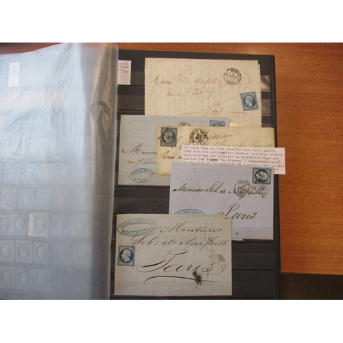 178 - France. Early M/U coln in 2 stockbooks, incl 1849-52 vals to 40 c U, Napoleon 1853-61 vals to 80c U,... 