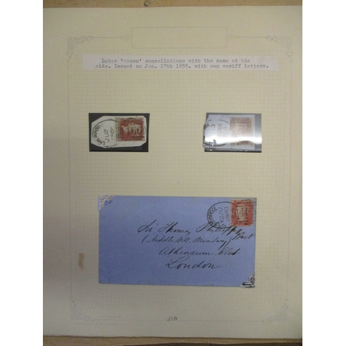 228 - Postal History. QV postmarks study in 9 vols and loose leaves, incl Branch offices, Brunswick stars,... 