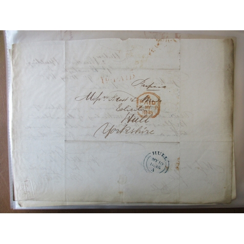 230 - Hull. Large postal history coln in 5 vols, comprising 1840s and 50s stampless entires and wrappers, ... 