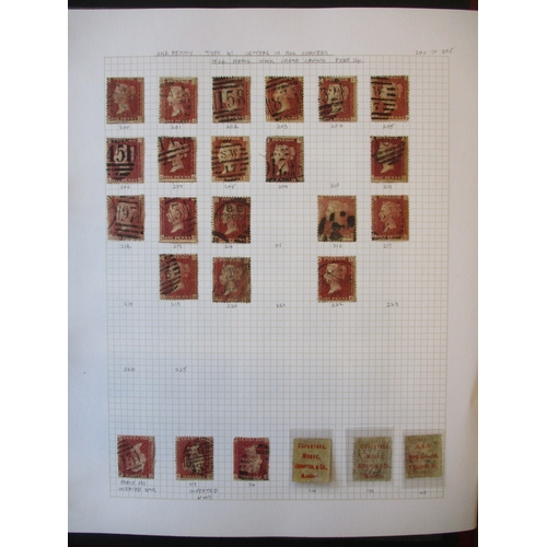 236 - 1d reds pmks study in a single album, incl pmks of London with head district offices, Scotland, iden... 