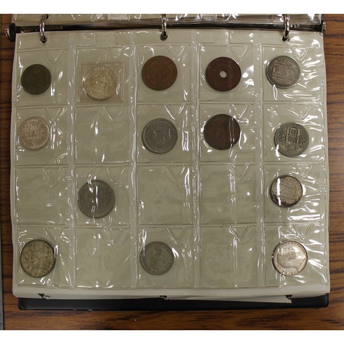 584 - Collection of worldwide coinage in one album, generally very fine with some better, including ranges... 