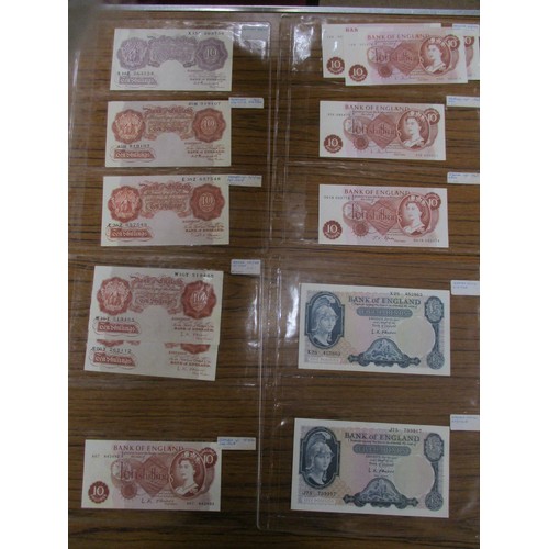 113 - Collection on leaves with Treasury Bradbury 1917 £1 C/66, Warren-Fisher 1923 £1 A1/63 very fine, Bra... 