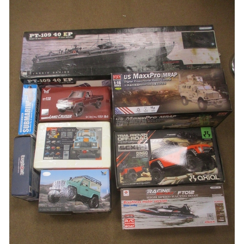 115 - Radio Controlled Models. Collection of radio controlled vehicles, cars, speed boats, ships and aircr... 