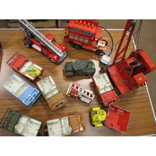 122 - Triang. Collection with boxed Jones KL 44 crane plus unboxed Jones KL 44 crane, service truck (2), t... 