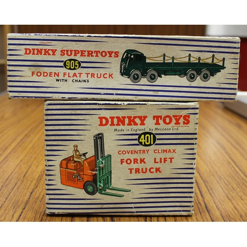 251 - Dinky. Collection of unboxed cars, vans, buses, trucks etc. generally poor to good, plus boxed No.65... 