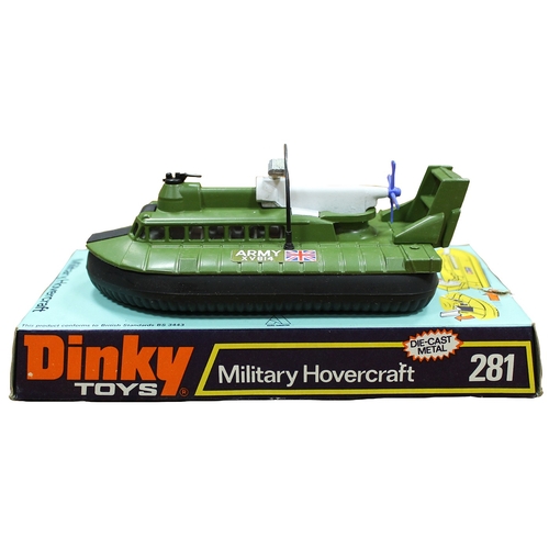 255 - Dinky. Collection of military vehicles with Military Hovercraft No 281, Austin Para-Moke No 601 (1) ... 