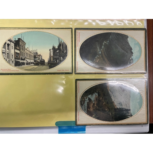 58 - Foreign. Canada. Coln. in album with flags, crests, multi views, rural scenes etc. Many in sets/part... 