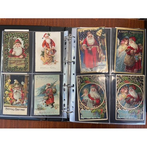 71 - Greetings. Father Christmas coln. in modern album and slipcase with red, green, purple, brown, blue ... 