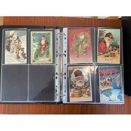 71 - Greetings. Father Christmas coln. in modern album and slipcase with red, green, purple, brown, blue ... 