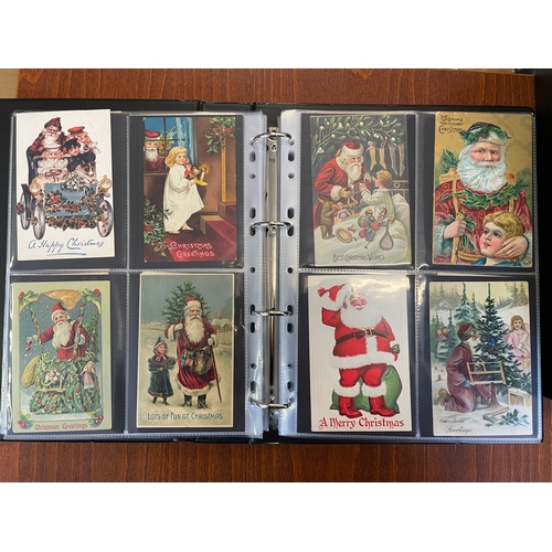 71 - Greetings. Father Christmas coln. in modern album and slipcase with red, green, purple, brown, blue ... 