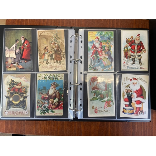 71 - Greetings. Father Christmas coln. in modern album and slipcase with red, green, purple, brown, blue ... 