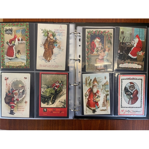 71 - Greetings. Father Christmas coln. in modern album and slipcase with red, green, purple, brown, blue ... 