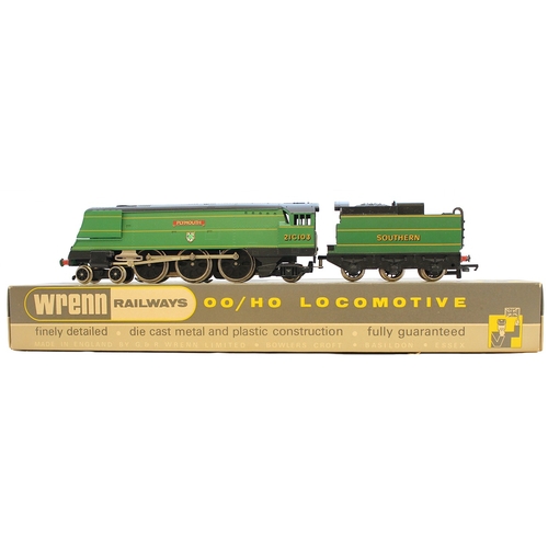 723 - Wrenn. OO gauge SR Streamlined Bullied Pacific 4-6-2 21C103 'Plymouth' green No W2266 generally exce... 