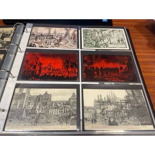 75 - Military. Allied and German WWI coln. in large modern album with Atrocities incl. Edith Cavell and L... 