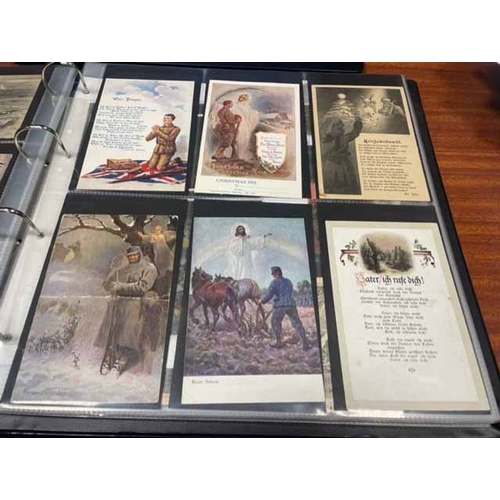 75 - Military. Allied and German WWI coln. in large modern album with Atrocities incl. Edith Cavell and L... 