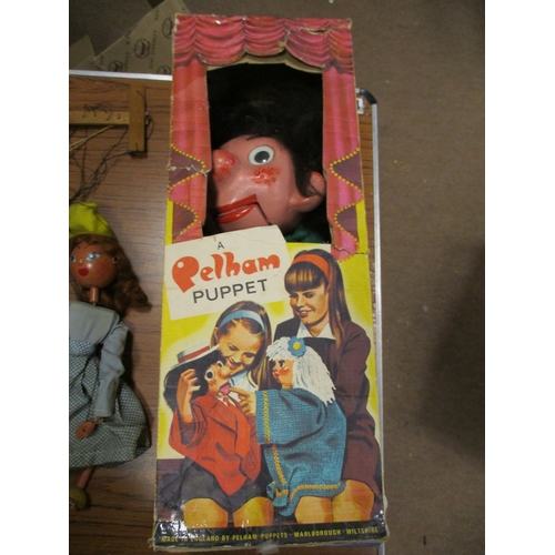 96 - Accumulation including Pelham Puppets, boxed (1) unboxed (4) tangled, dolls furniture, Sindy, Ken an... 