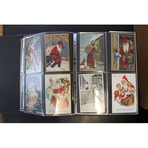 71 - Greetings. Father Christmas coln. in modern album and slipcase with red, green, purple, brown, blue ... 