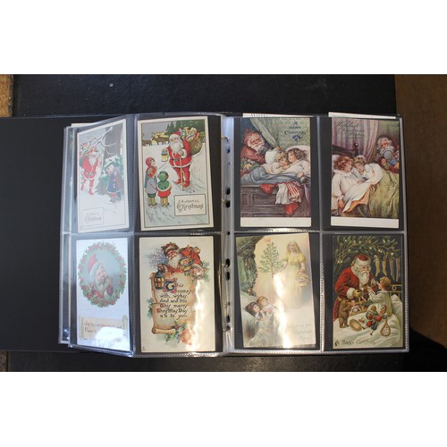 71 - Greetings. Father Christmas coln. in modern album and slipcase with red, green, purple, brown, blue ... 