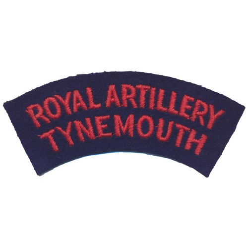 84 - Range of cloth shoulder titles, with:
1. Royal Devon Yeomanry cloth shoulder title, yellow embroider... 