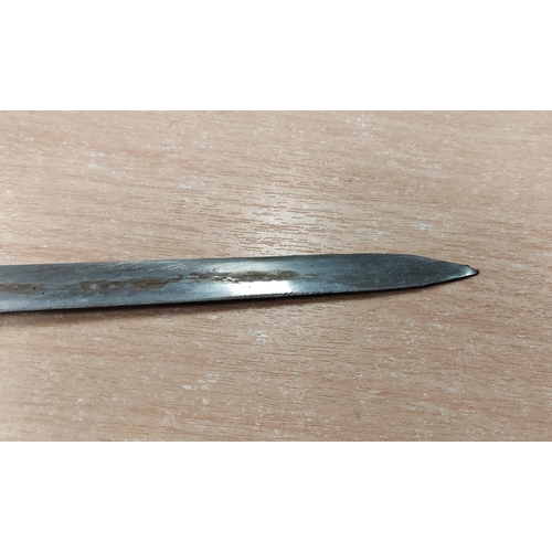 68 - Indian sword cane, ricasso marked India with pattern to 70% of blade, raised brass Lion head on the ... 