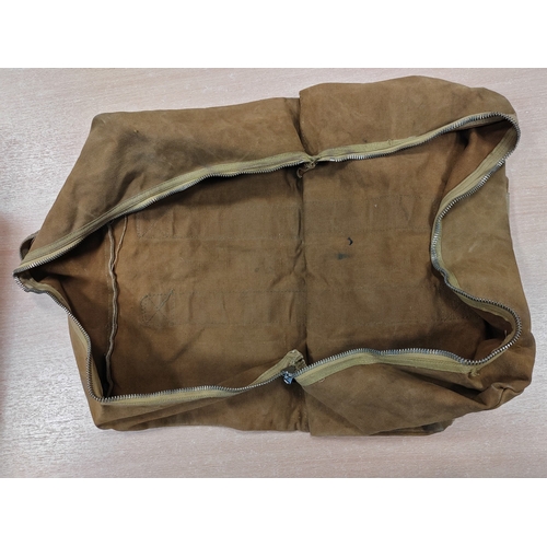 84 - WWII RAF parachute bag with faded Air Ministry AM and crown markings, fastens with DOT brand zipper,... 