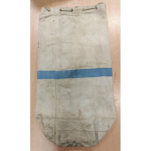 84 - WWII RAF parachute bag with faded Air Ministry AM and crown markings, fastens with DOT brand zipper,... 