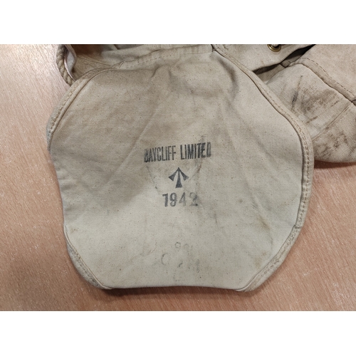 84 - WWII RAF parachute bag with faded Air Ministry AM and crown markings, fastens with DOT brand zipper,... 
