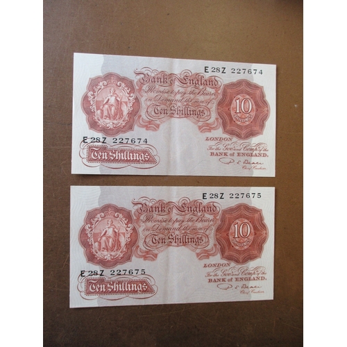 92 - Collection of Britannia 10/-'s with Peppiatt 1940 mauve H52D nearly extremely fine, C41D fine, 1948 ... 