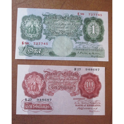 88 - Range with £1 Warren-Fisher 1923 P1/44 fair, Mahon E98 good very fine Catterns L24, Peppiatt 37K, D6... 