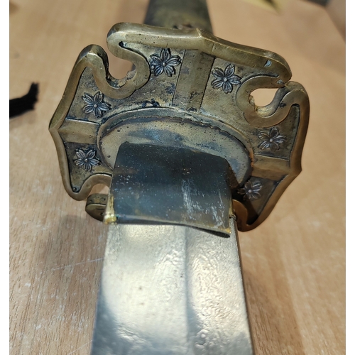 62 - Japanese Tachi with decorative metal scabbard, blade extremely fine, fuchi, tsuba, kashira each with... 