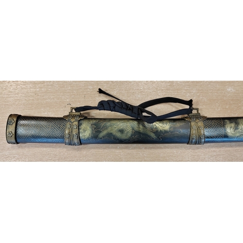 62 - Japanese Tachi with decorative metal scabbard, blade extremely fine, fuchi, tsuba, kashira each with... 