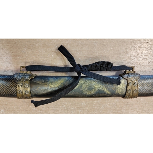 62 - Japanese Tachi with decorative metal scabbard, blade extremely fine, fuchi, tsuba, kashira each with... 