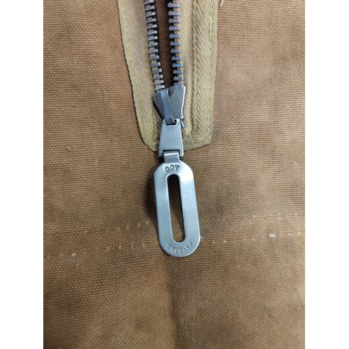 84 - WWII RAF parachute bag with faded Air Ministry AM and crown markings, fastens with DOT brand zipper,... 