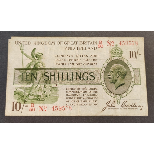 98 - J.S. Bradbury. 1915 10/ - G/1 92659 fair (Duggleby T12) and 1918 10/ - B/50 459578 fair (Duggleby T2... 