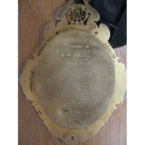 47 - Masonic. The Clapton Tradesmens' Association Chairman's large silver gilt badge of office with ename... 