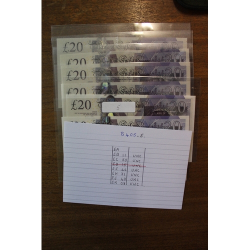 157 - A.J. Bailey. £20 Adam Smith collection, generally uncirculated with AA01 first run, AA16 first serie... 