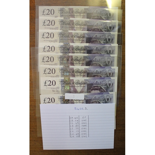 157 - A.J. Bailey. £20 Adam Smith collection, generally uncirculated with AA01 first run, AA16 first serie... 