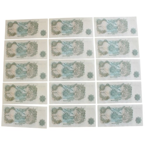 163 - J.S. Fforde. Run of 48 identical £1 notes each numbered T29J 240862/T29J 240863 'slip and stick' err... 