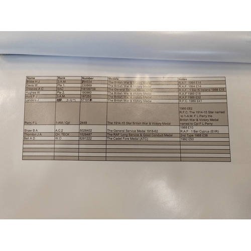 1 - Royal Air Force range in mixed condition with:
1. BWM & Victory Medal to 164534. 3. A.M. H.J. Bibbe.... 