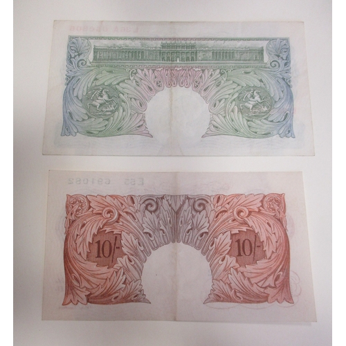 123 - K.O. Peppiatt. Pair of extremely fine banknotes, with £1 L36A 050806 and 10/- E55 691082. Qty 2 (N)
