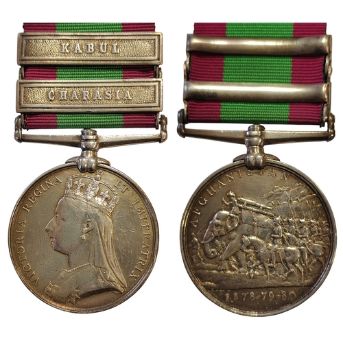 16 - 1878-80 Afghanistan Medal, Charasia and Kabul clasp engraved to 1925, Pte C. Bloomfield, 72nd High B... 