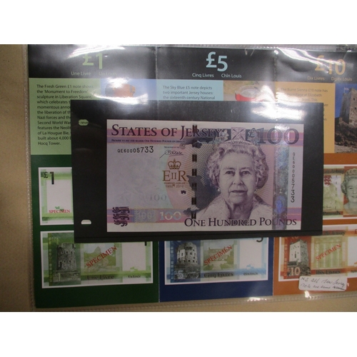 168 - Collection of various £100, £50, £20, £10, £5 and £1 issues in album, generally extremely fine to un... 